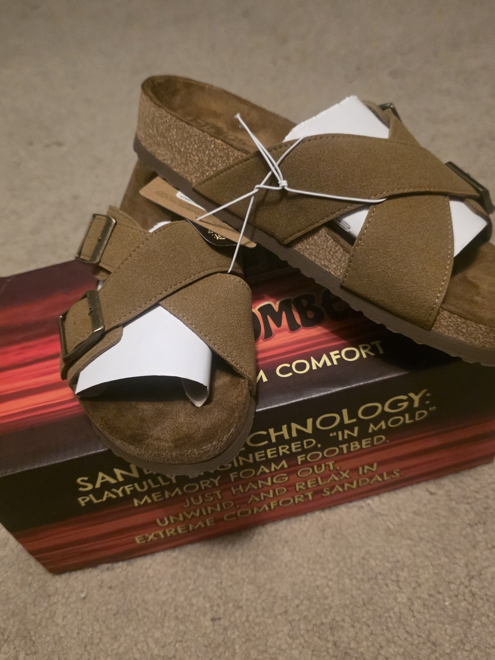 Women's Brown Suede Cross-Strap Sandals